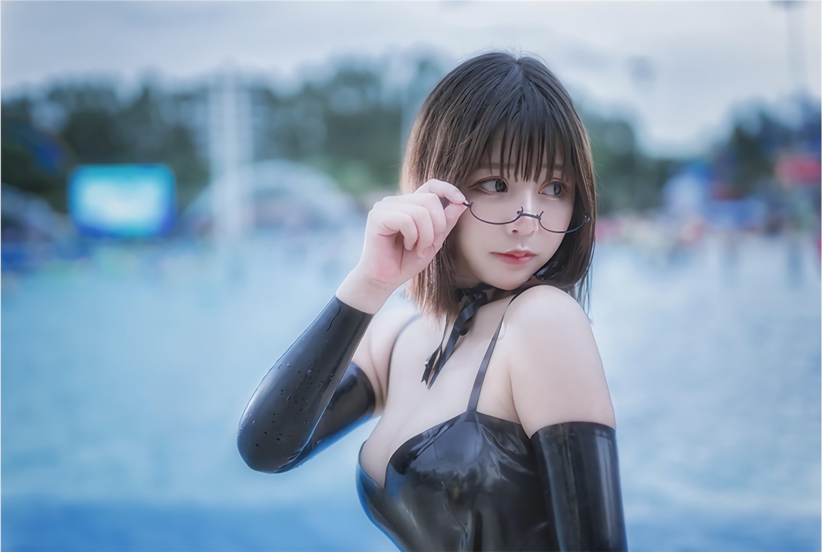 Take Mo Zi NO.01 Firefly Chimelong Water Park black latex swimsuit(9)